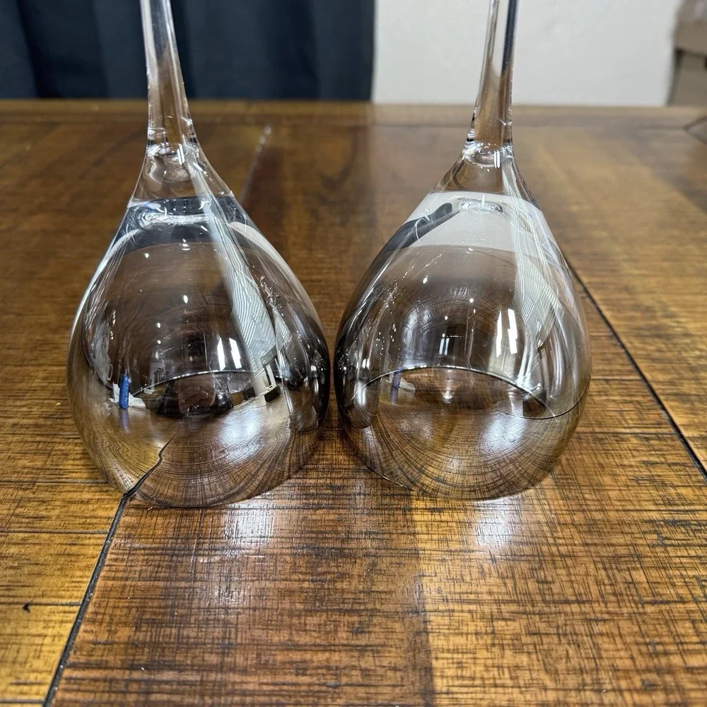 Mercury Ombre Wine Glasses‎ Set of 2 Classic Metallic Fade Tall Elegant Barware